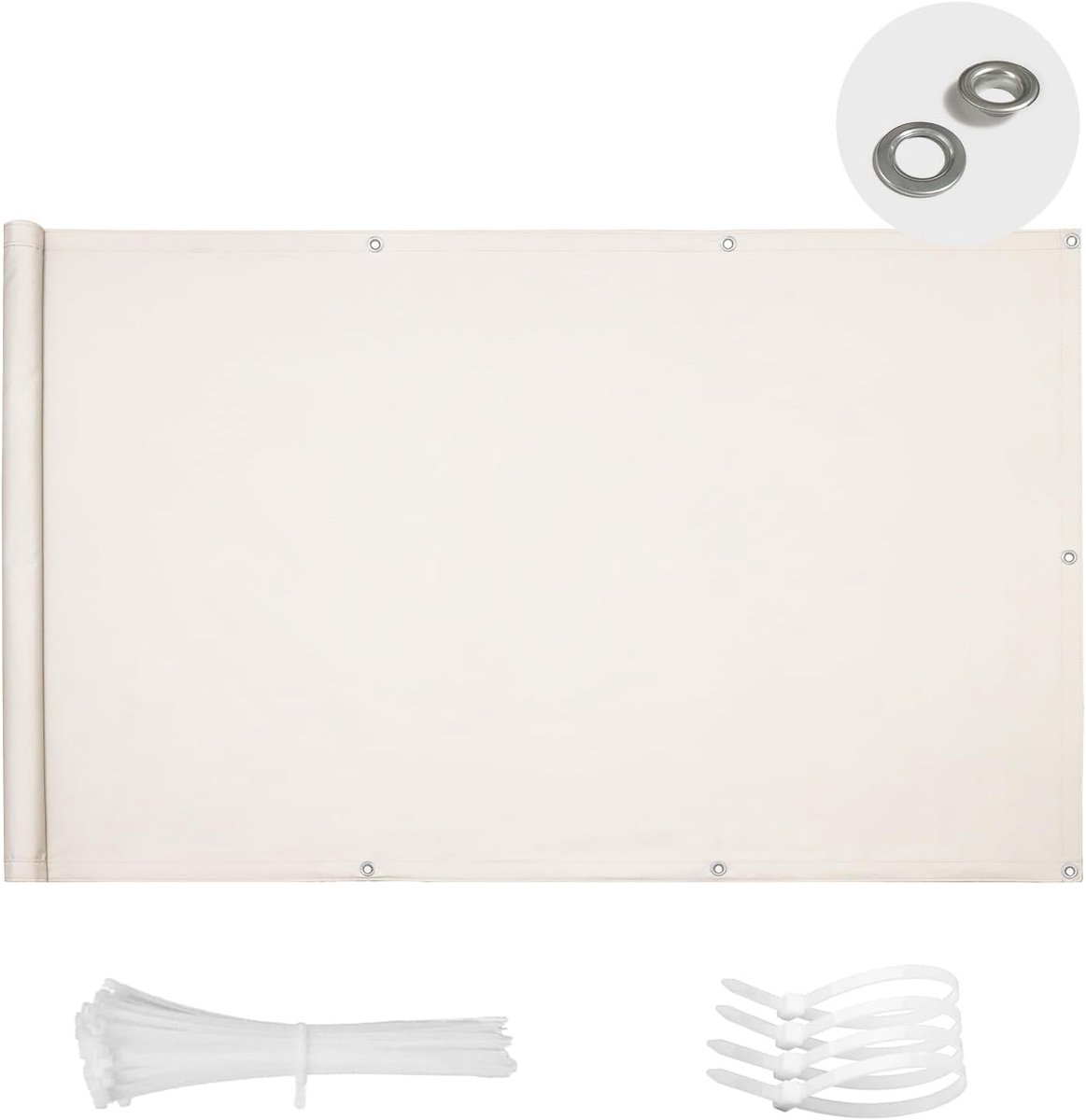 Balkon, 100 x 600 cm, reling voor buiten, voor privacy en veiligheid, inkijkbescherming voor hek, geschikt voor balkons en leuningen en tuin, beige