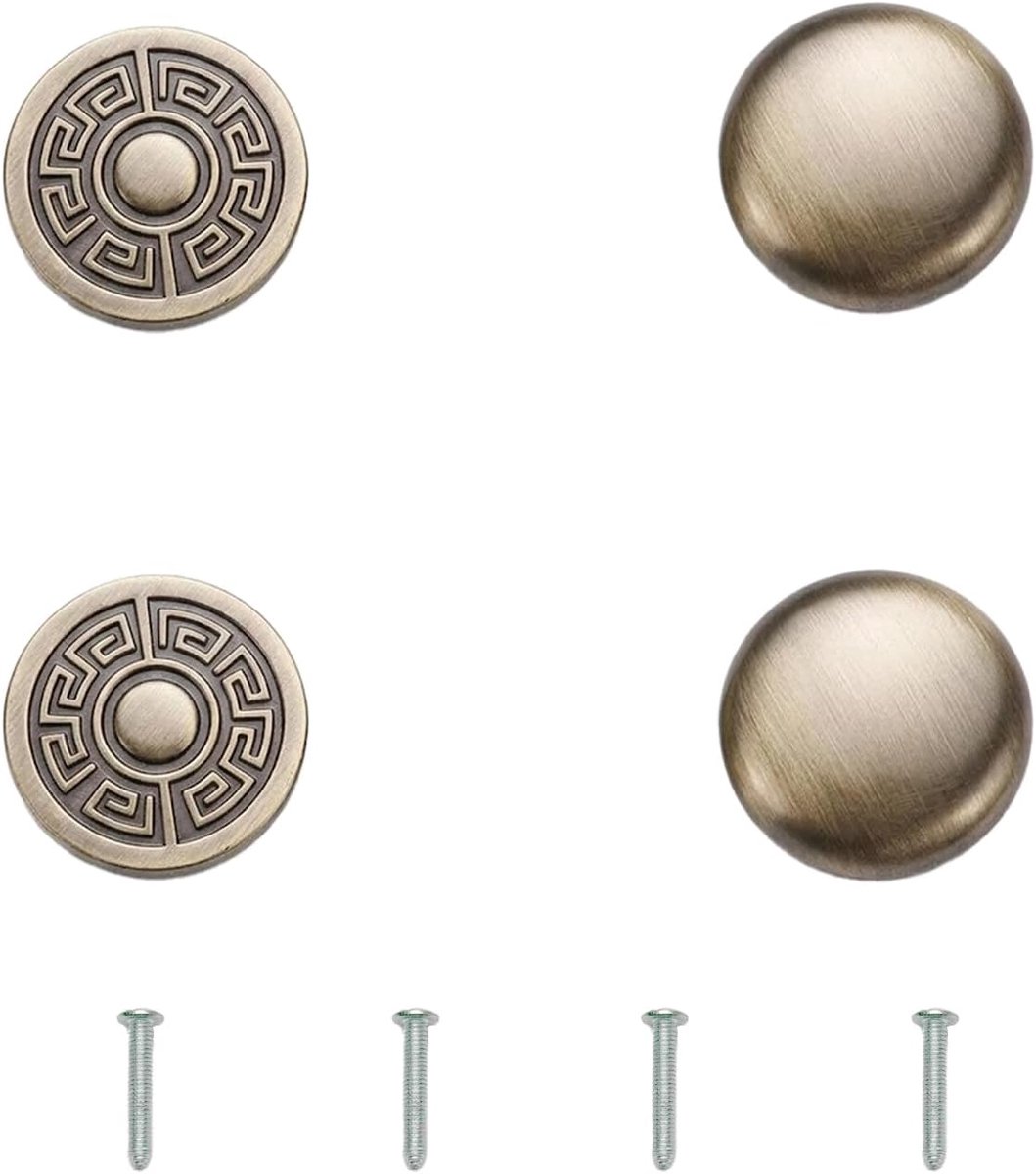 4 stuks vintage meubelknoppen, kastknoppen, vintage ronde ladeknoppen, meubelgrepen, antieke deurknoppen, kastknoppen, ladeknoppen, ladegrepen, kastgrepen, kastgrepen (30 mm, 2 stijlen)