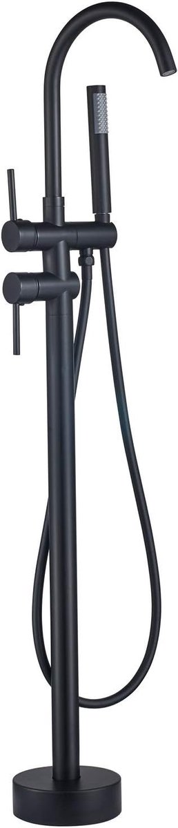 Bad Tap Bad Filler met Hand Held Douche Sproeier Messing Douchekranen 2 Hendels Mat Zwart High Flow Mixer Kranen Swivel Tuit, SHUNLI