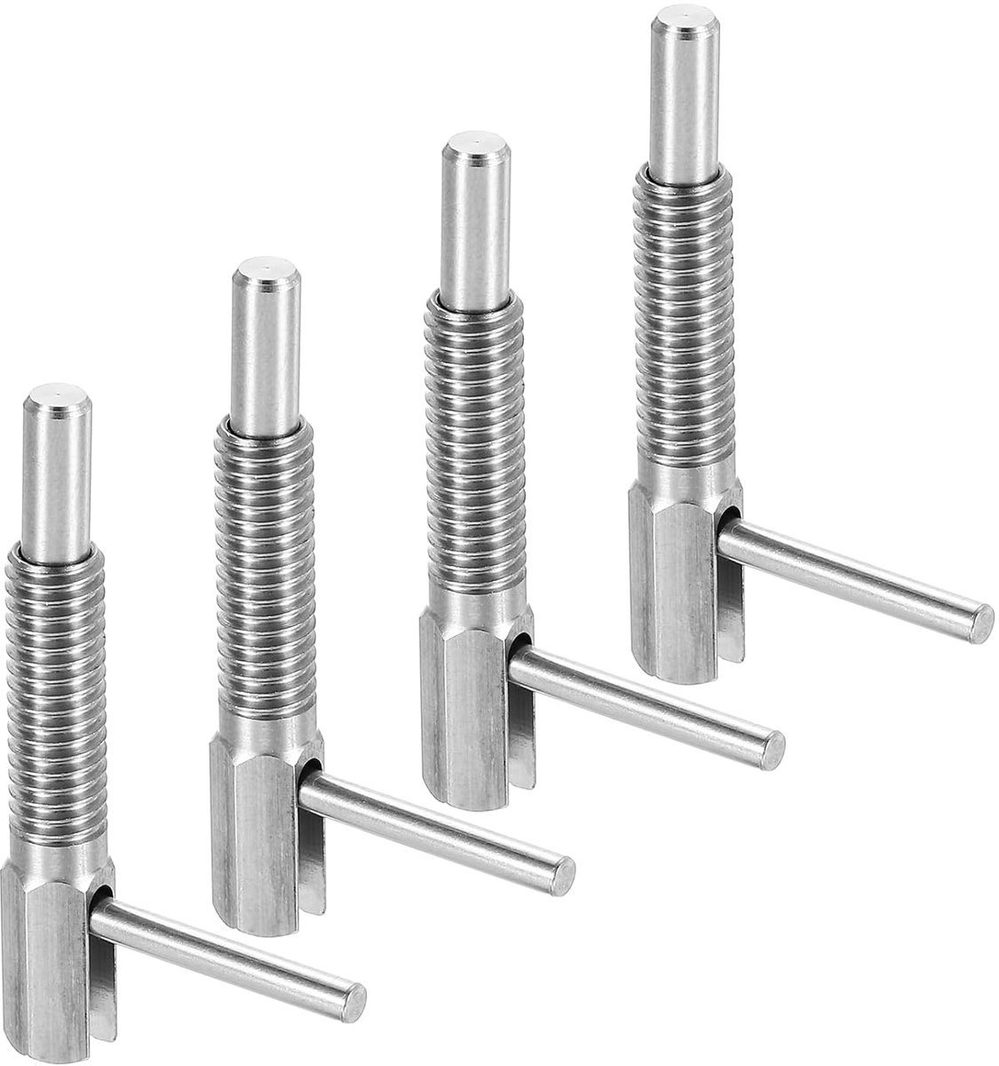 4 stuks uittrekbare indexeringspen, M6 L-veerspanpen van roestvrij staal met veerbelaste grendel, telescopische vergrendelingspen voor machinebouw, scheepsbouw
