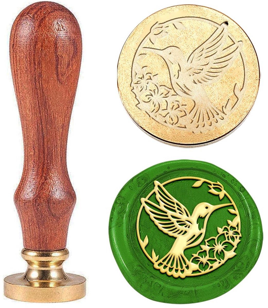 Vintage waszegelstempel vogel en bloemen zegelwas stempel 30 mm afneembare messing stempelkop met houten handvat voor enveloppen, uitnodigingen, versieringen en decoratie