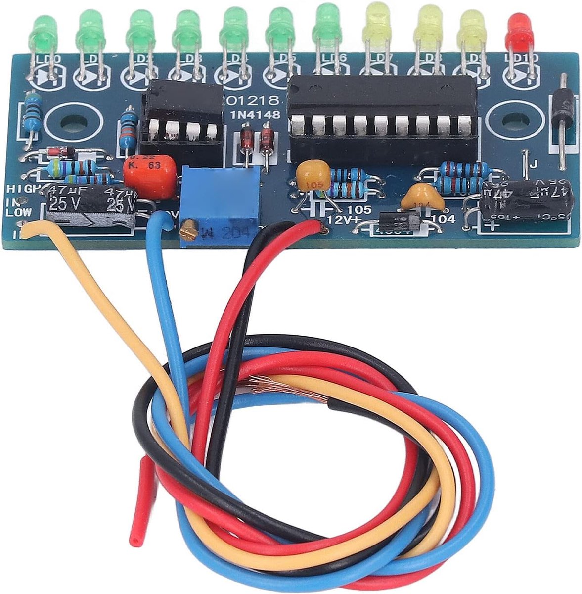 Led-audiopegelweergavemodule, 12 V, 250 MA, led-audiopegel-displaykaart, 10 segmenten voor VU-meter-voorversterker