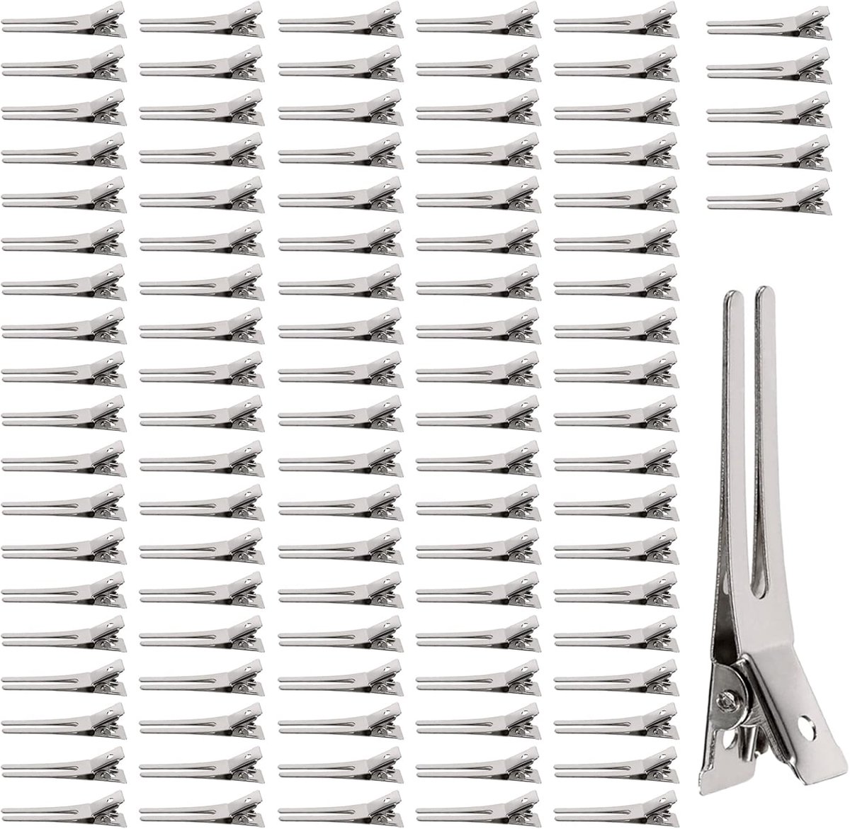 Haarspelden Clips, Zilver Alligator Metalen Haarclip, Kappers Dubbele Prong Pin, Geschikt voor Kappers, Stylisten