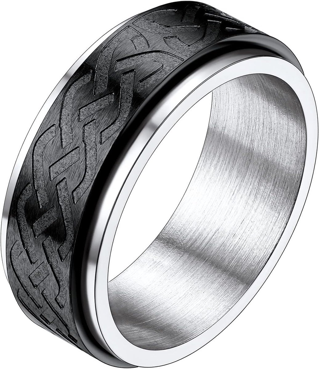 Roestvrij stalen spinner Fidget Fashion Ringen voor Vrouwen Mannen, Mat Ontwerp, Gegraveerd Beschikbaar, met Geschenkdoos