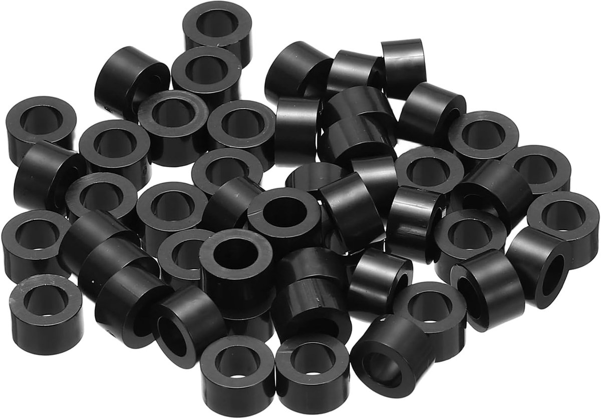 120 Stks M8 ABS Spacers 3/16 "ID x 1/4" OD x 0,16 "l Plastic Ronde Spacer Washers Zwart Standoff Moer Onschroefdraad voor M4 of 3/16 Inch Schroeven Bouten Elektrische Outlet