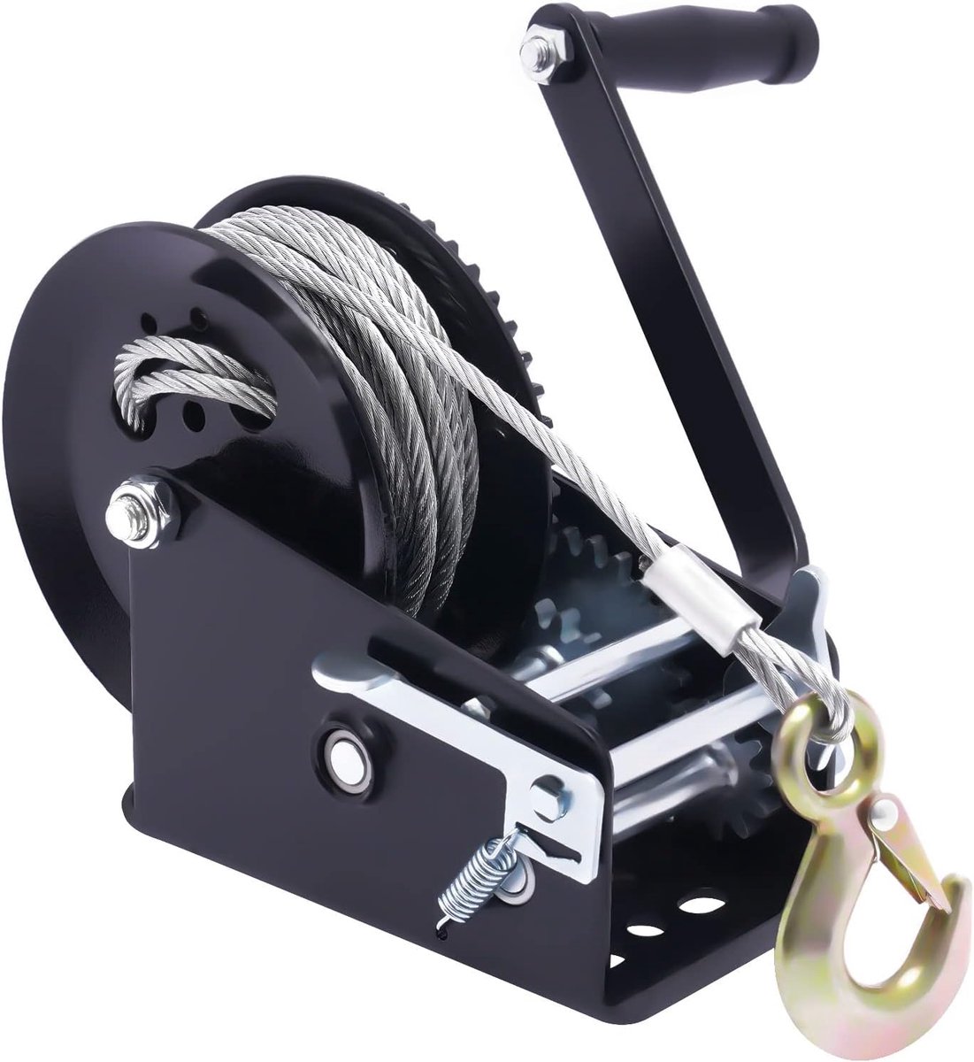 Kabellier 1500 kg - Handkabel met 10 m stalen kabel - Terugloopblokkering - Ideaal voor aanhangers en boten - SnelShoppen
