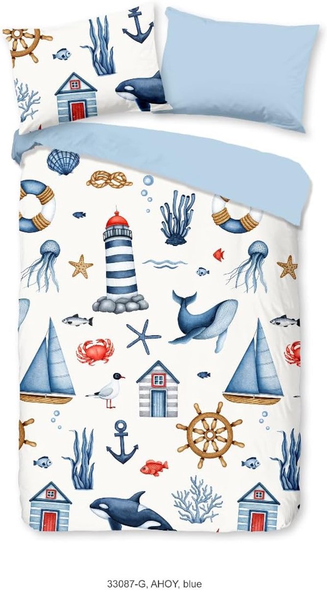 Dekbedovertrek Katoen Renforcé Ahoy - blue 140x200/220cm