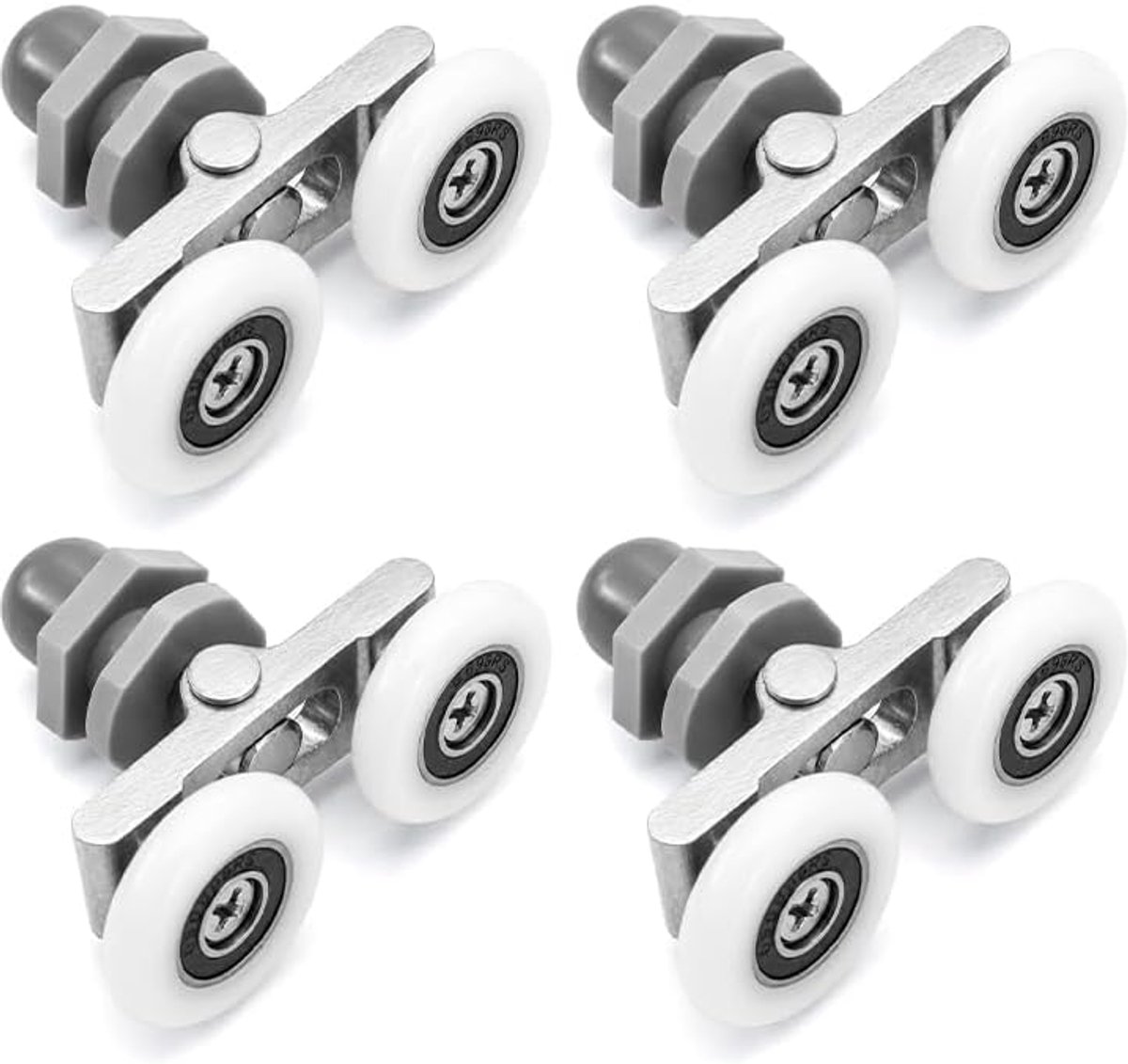 4 stuks rollen voor douchedeur, wielen voor dubbele schuifdeur, van glas, voor badkamerglijbaan, 19 mm, 25 mm