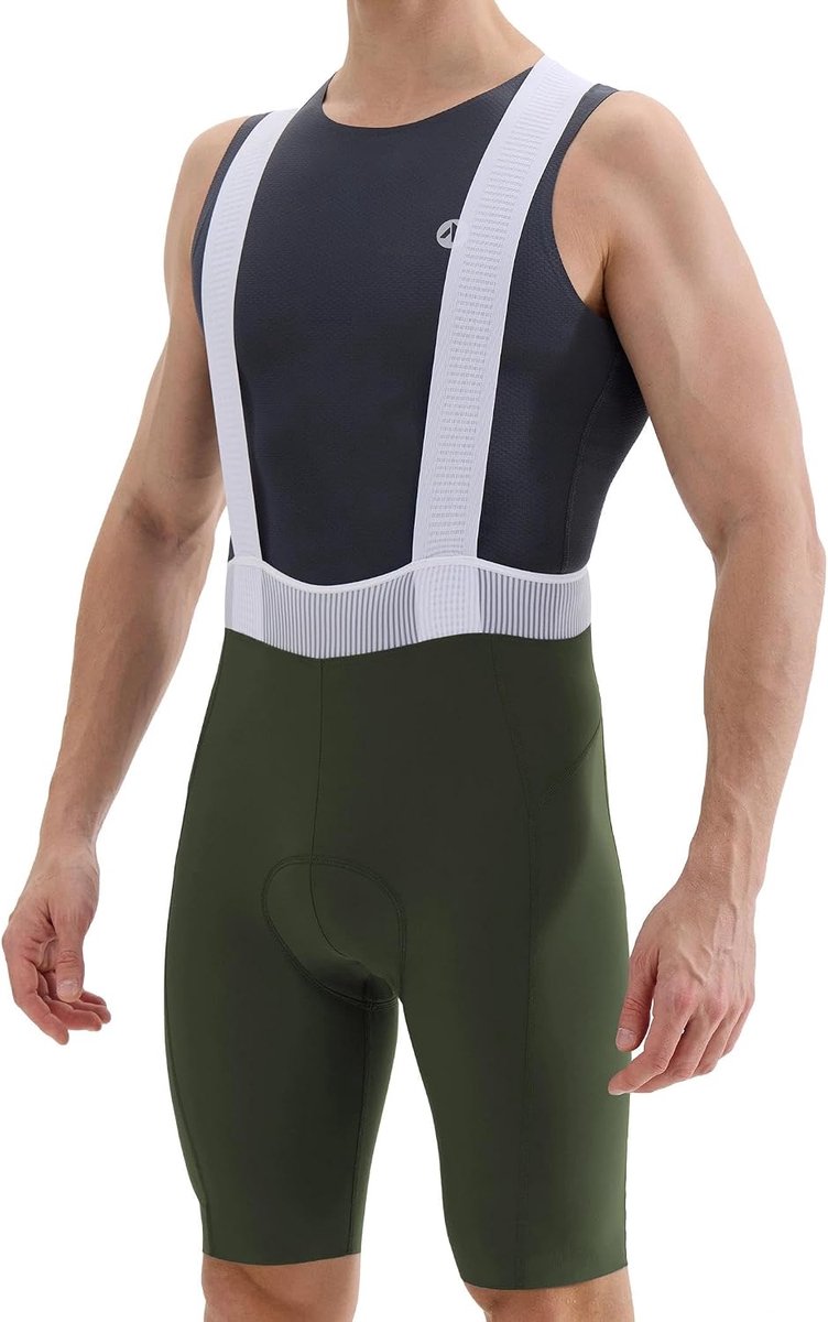 Fietsbroek voor heren, gevoerd, UPF 50+, 4-weg stretch bib shorts | Fietsbroek voor heren met bretels, elastische mesh-banden, ademend, vochtafvoerend, reflecterend, racefiets, zomer