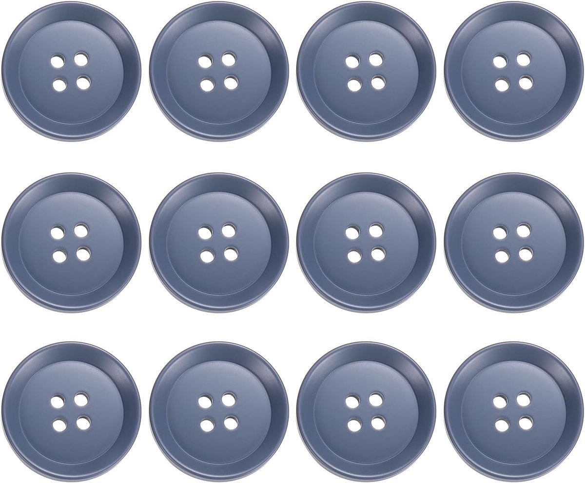 Knopen, 30 mm, 4 gaten, harsknopen om te naaien, knutselknopen, ronde reserveknopen voor het naaien van jas, overhemden, kleding, doe-het-zelf handwerk, decoratie, blauw