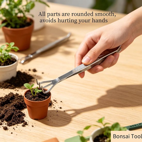 Bonsai Wortelhark, Rvs Prong Bonsai Gereedschap 2 in 1 Bonsai Boom Tool Pincet met Ergonomisch Handvat voor Outdoor — afbeelding 2