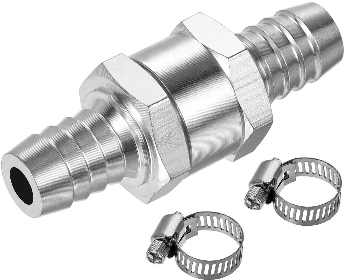 sourcing map Terugslagventiel, 1 richting, 13 mm, OD, aluminiumlegering, met 2 roestvrij staal, verstelbaar, 9-12 mm, buistangen, voor water, olie, brandstofleiding, benzine