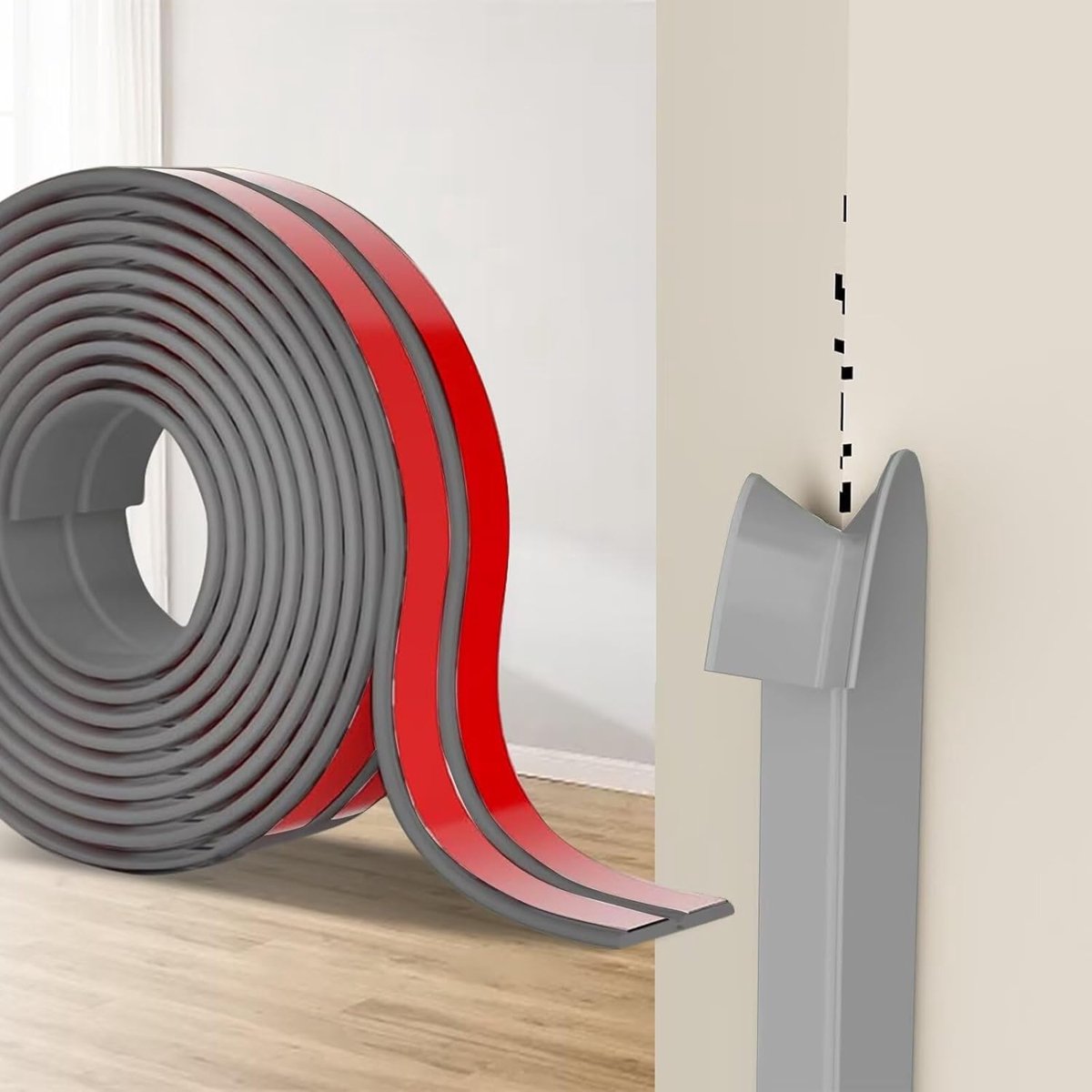 Hoekbescherming Muur, Flexibele TPE Plint, L-Vormige Hoekstrip Voor Muren, Deuren, Keuken, Ramen, Ideaal Voor Doe-Het-Zelf Renovaties (Grijs, 4 cm x 4 m)