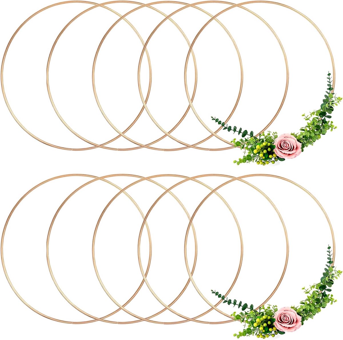 10 stuks metalen knutselringen 10 cm hoepels stalen macramé ringen ronde hoepels voor dromenvangers festivalkransen macramé doe-het-zelf kunst en ambachten projecten (roségoud, 10 cm diameter)