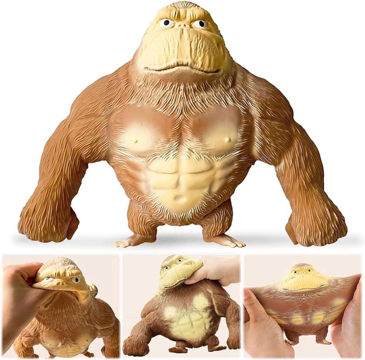 Stressverminderend speelgoed, 16 x 17 cm, Gorilla Stress Toy, Squishy Monkey Toy, gorilla-figuur voor stressvermindering, figuren, stretchspeelgoed, stressverminderend speelgoed voor kinderen