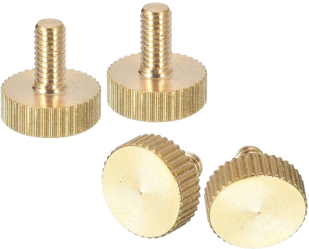 M4x8mm gekartelde duimschroeven, 4 stuks platte gekartelde kop volledige schroefdraad messing duimschroeven bouten handvat knoppen bevestigingselementen