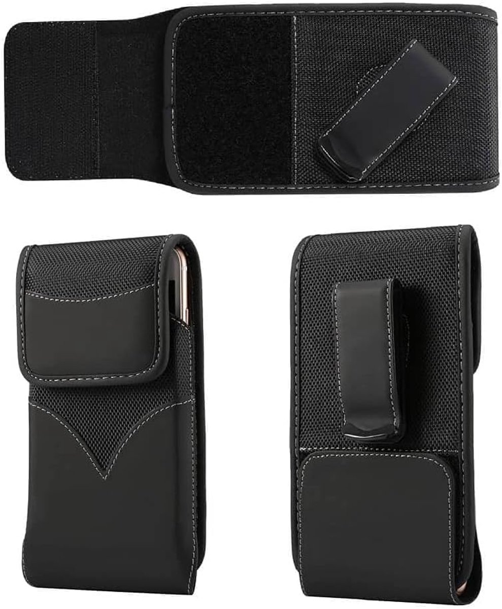Style Nylon Belt Holster with Swivel Metal Clip voor Tecno Camon 12 Air (2019) - Black
