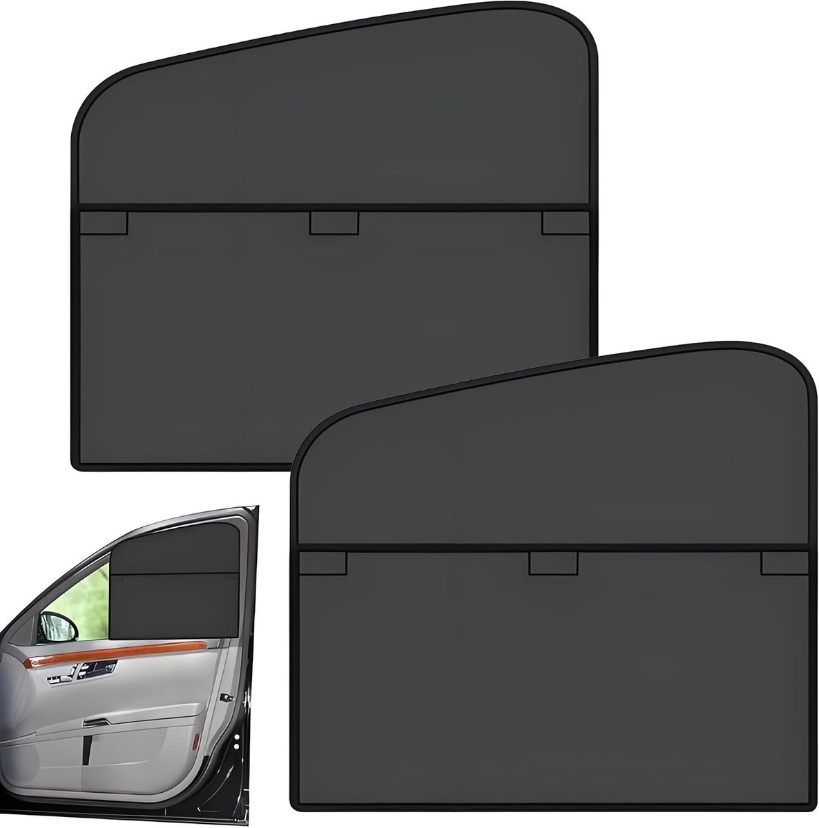 Zijruit, zonwering voor auto, magnetisch, opvouwbaar, uv-bescherming, verblindingsvrij, privacy, autozonwering voor limousine, SUV, bestelwagen, huisdeurraam, 2