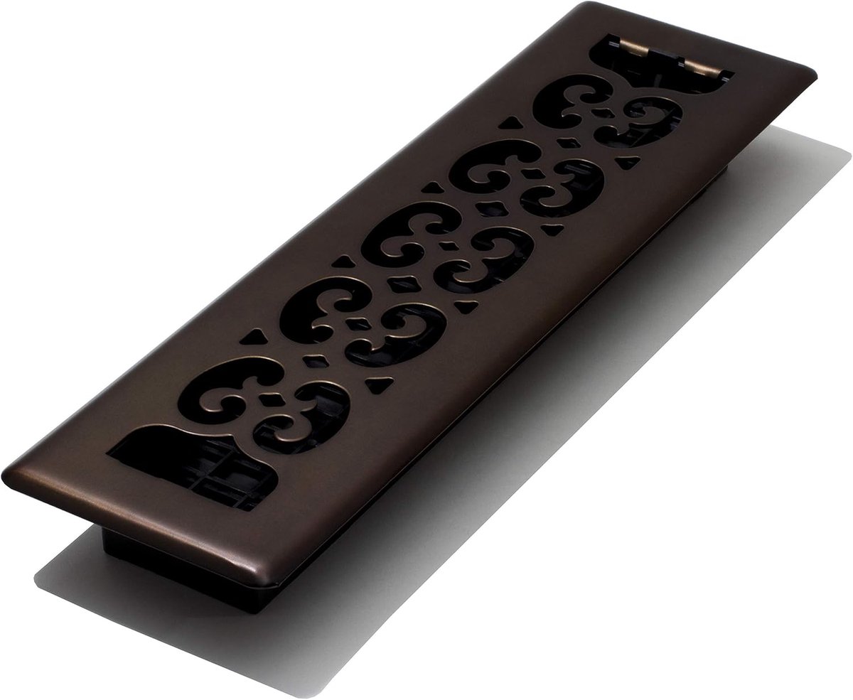 Grates SPH212-RB Scroll Design Floor Register, 2x12 Inches, Rubbed Bronze Finish