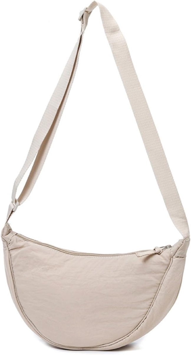 Maan dames met verstelbare schouderriem, heuptas van nylon met ritssluiting, crossbody bag, casual, halve maan mode