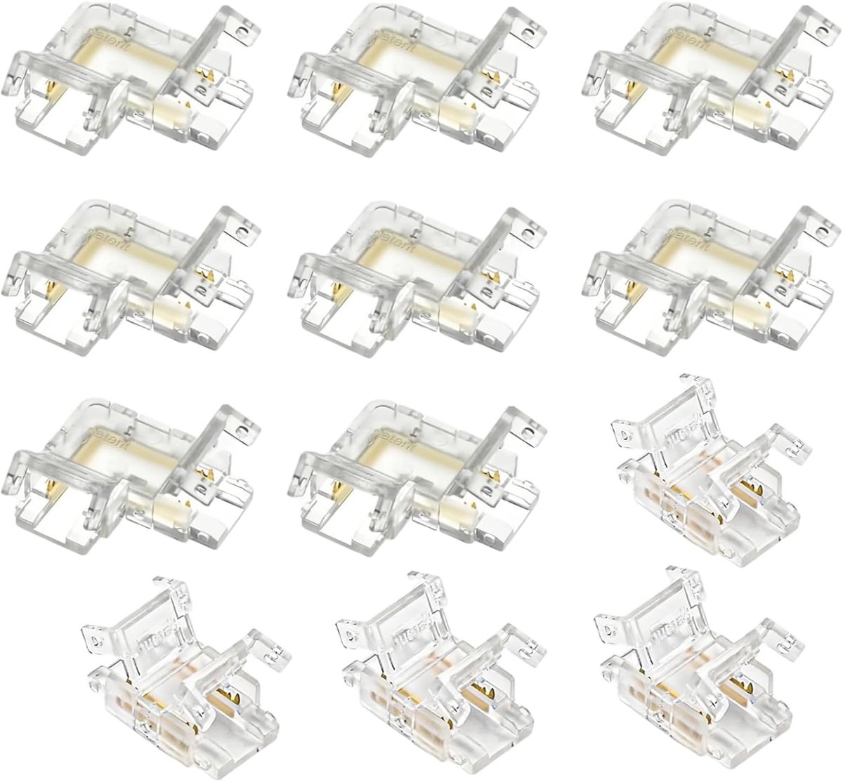 12 stuks, cob ledstrip, verbindingsstuk voor 2-polige COB-ledstrips, 10 mm breed, transparante centrale connector, geschikt voor led 12 V 24 V