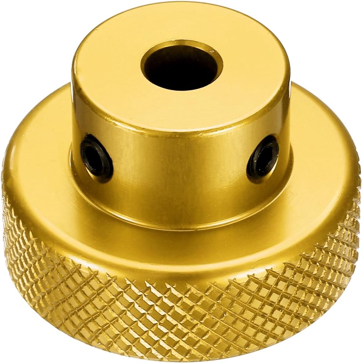 Aluminiumlegering handwiel met geanodiseerd oppervlak 6 mm boring 30 mm buitendiameter gekartelde knop draaigreep met sleutel voor draaibank schuifplatform schuifplatform, goudkleurig