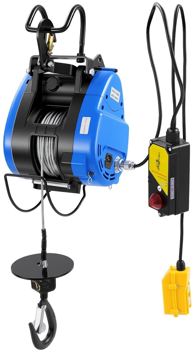 Elektrische lier 250 kg - draagbaar - 1500 W - veilig tillen met automatische eindschakelaar - SnelShoppen