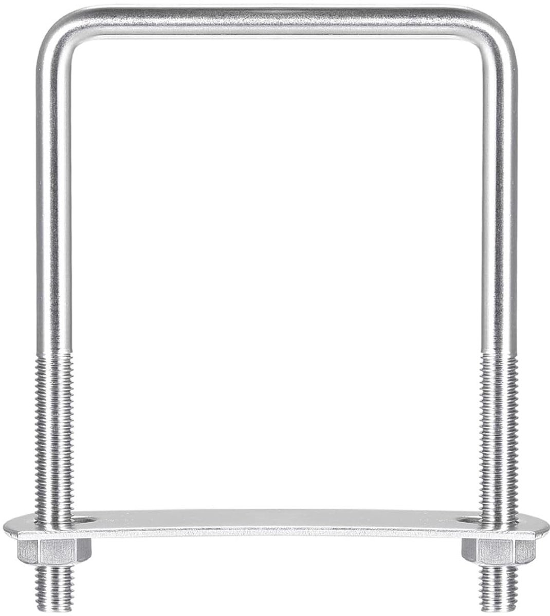Sourcing map Vierkante U-bouten, 82 mm (3,23 inch) binnenbreedte 120 mm lengte M8 304 roestvrij staal U-bouten met moeren en platen, voor bootaanhangers