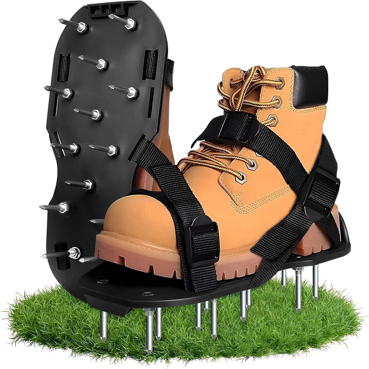 Gazonbeluchter schoenen 37 - roestvrijstalen spikes - verstelbare riemen - eenvoudig gebruik voor grasonderhoud - SnelShoppen