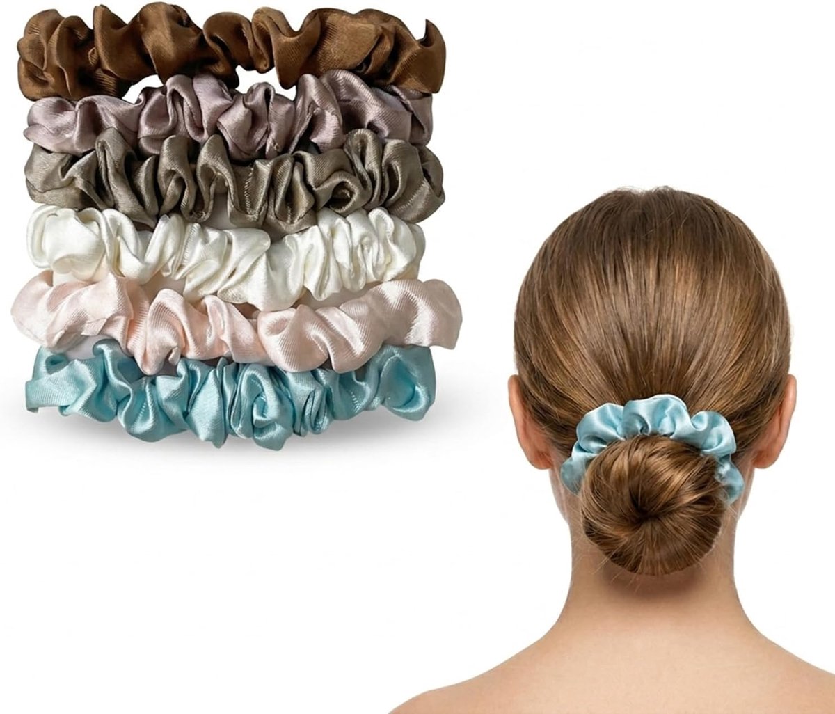 Haaraccessoires set van 6 - zacht satijn - elegant en elastisch - ideaal voor paardenstaarten - SnelShoppen