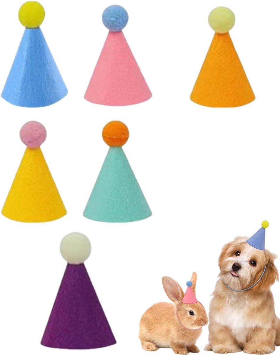Mini-hoeden Huisdieren - Feestmutsen Honden - Onvergetelijke Feesten - Verstelbare Elastische Band - 6 Stuks - A