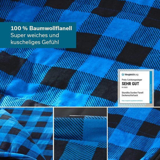 Kampeer slaapzak - Outdoor dekenzak - Kamperen en Hiken - Zachte katoen flanel voering - 220 x 80 cm - Zwart — afbeelding 5