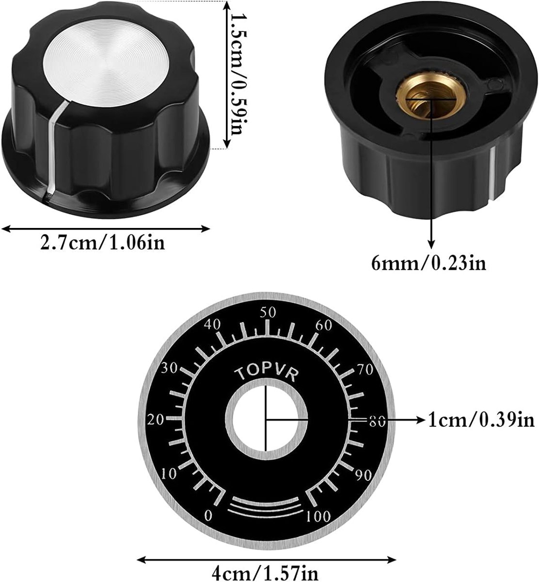 Potentiometer Knoppen 6mm - 5 Stuks met Digitale Schaal - Stevige en Duurzame Materialen - SnelShoppen