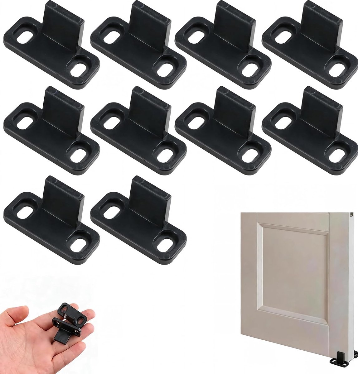 SnelShoppen - Vloergeleiding Schuifdeur Set 10 Stuks Zwart Roestvrij Staal - Robuuste Bodemgeleider met Wandmontage voor Kastdeur, Houten Deur, Binnen
