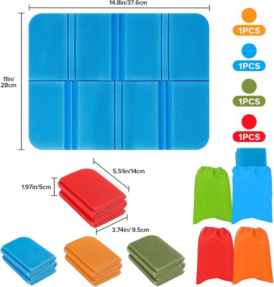 SnelShoppen - 3-delige Vouwbare Buitenzitkussen Set - 37x27cm - Ruimtebesparend - Ideaal voor Camping, Tuin, Feest - Opbergbaar in Tas - Comfortabel e — afbeelding 5