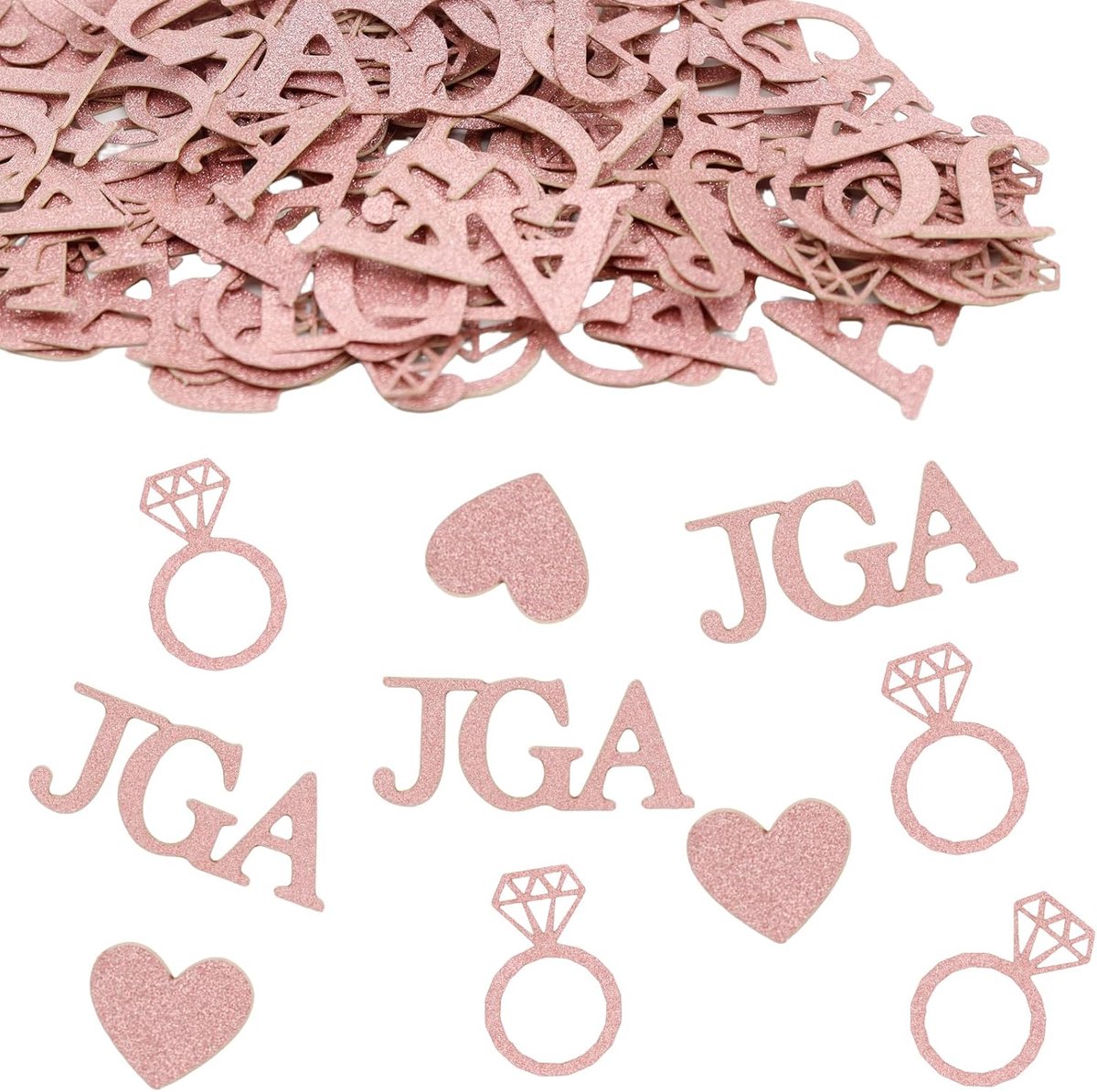 Decoratieve confetti 100 stuks - roségoud - hartjes en diamanten ringen - perfect voor verloving - SnelShoppen