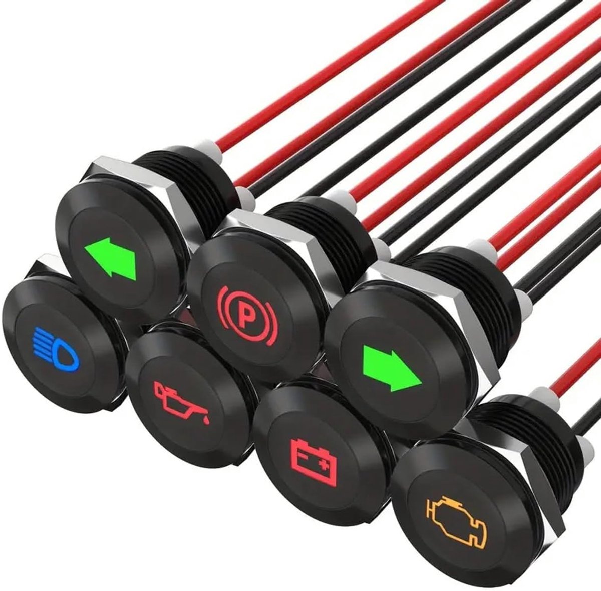 Indicatielampjes 1/2" (12mm) - waterdicht - 7 stuks met 300mm kabel - geschikt voor voertuigen - m-winkel