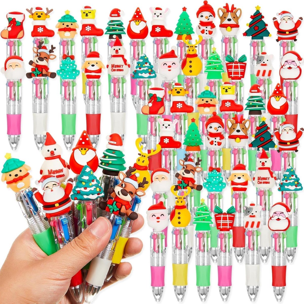 Christmas balpennen 48 stuks - kleurrijk - feestelijke decoratie - perfect voor kerstkaarten - SnelShoppen