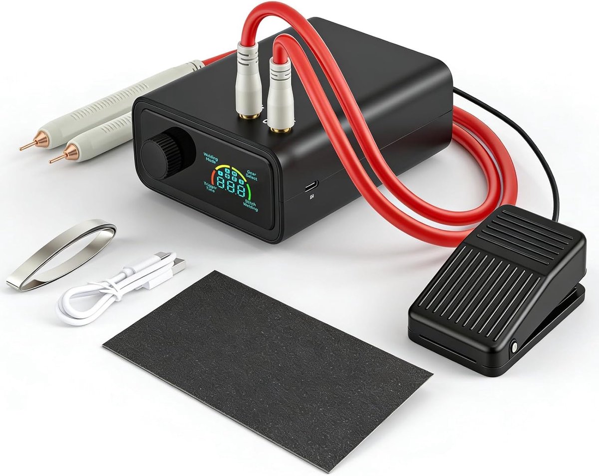 SnelShoppen - Draadloze Puntlasser 11340 W met Pedal voor DIY Batterijproductie - Geschikt voor Nikkelstrips 0.15-0.3 mm en Staal - Krachtige 1350 A L