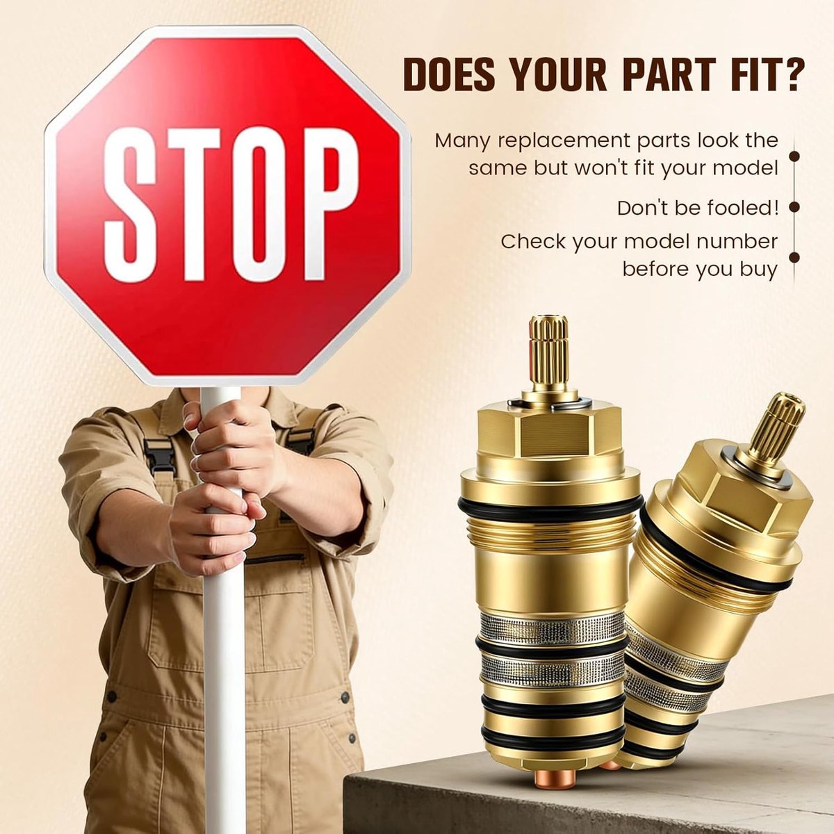 Temperatuurregelaar 94282000 - Messing 3/4 Inch - Thermostatische cartridge - Geschikt voor Ecostat douches - SnelShoppen