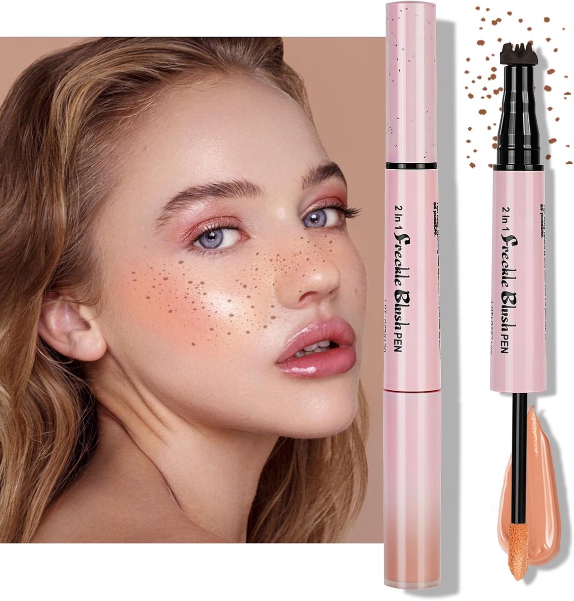Freckles Pen 2-in-1 - Lichtbruin & Nude Roze - Waterproof en Sneldrogend - Voor Natuurlijke Faux Freckles - SnelShoppen