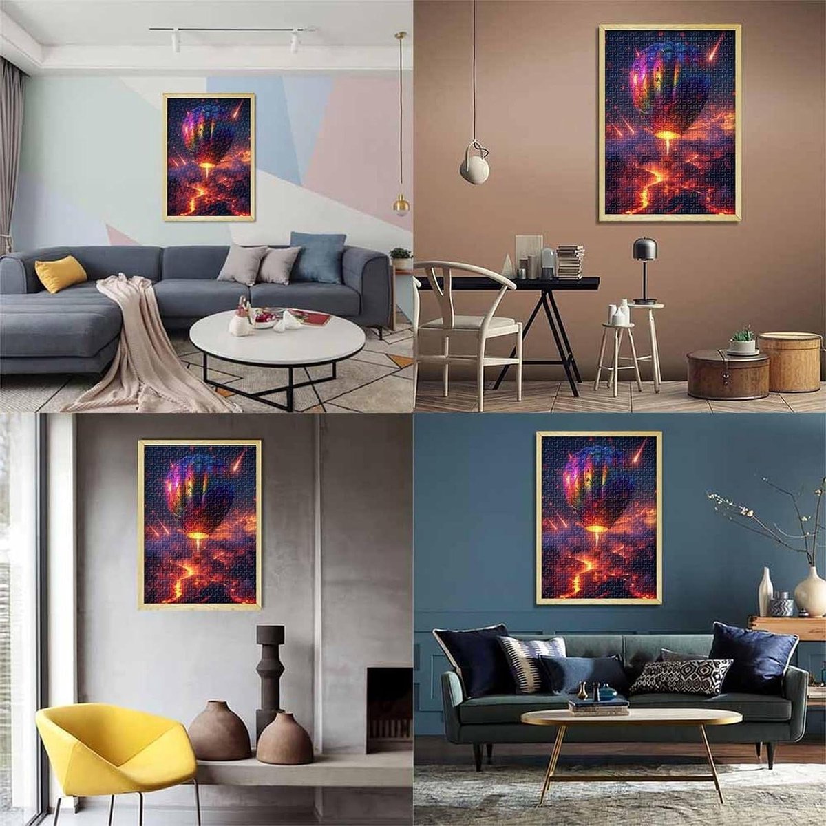 Heteluchtballon Puzzel - Puzzelspel Familiespel - Ontspanning Thuis - Extra Poster Inbegrepen - 1000 Stukjes 75x50cm - Stijl 12