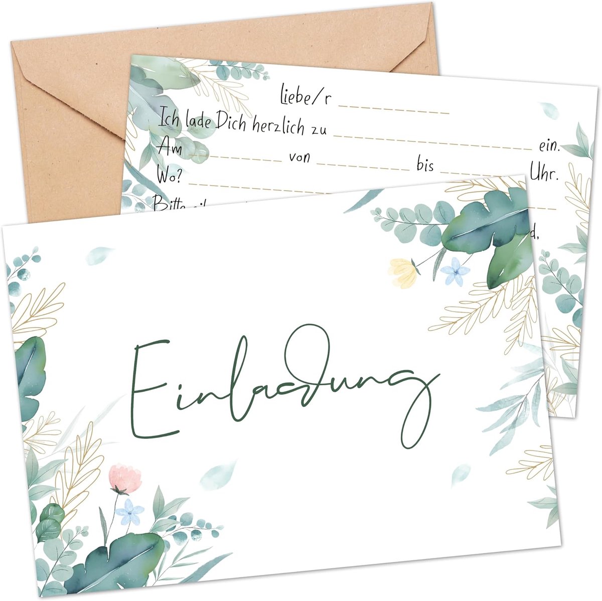 Uitnodigingskaarten huwelijk groen blad - veelzijdig - speciaal voor feesten - SnelShoppen
