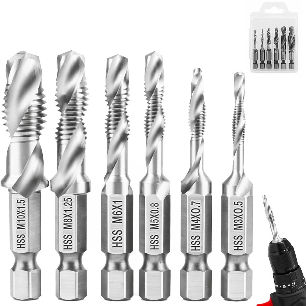 Tapboorset HSS M3 - M10 - combi schroefdraadboor - boren en draadsnijden in één stap - SnelShoppen