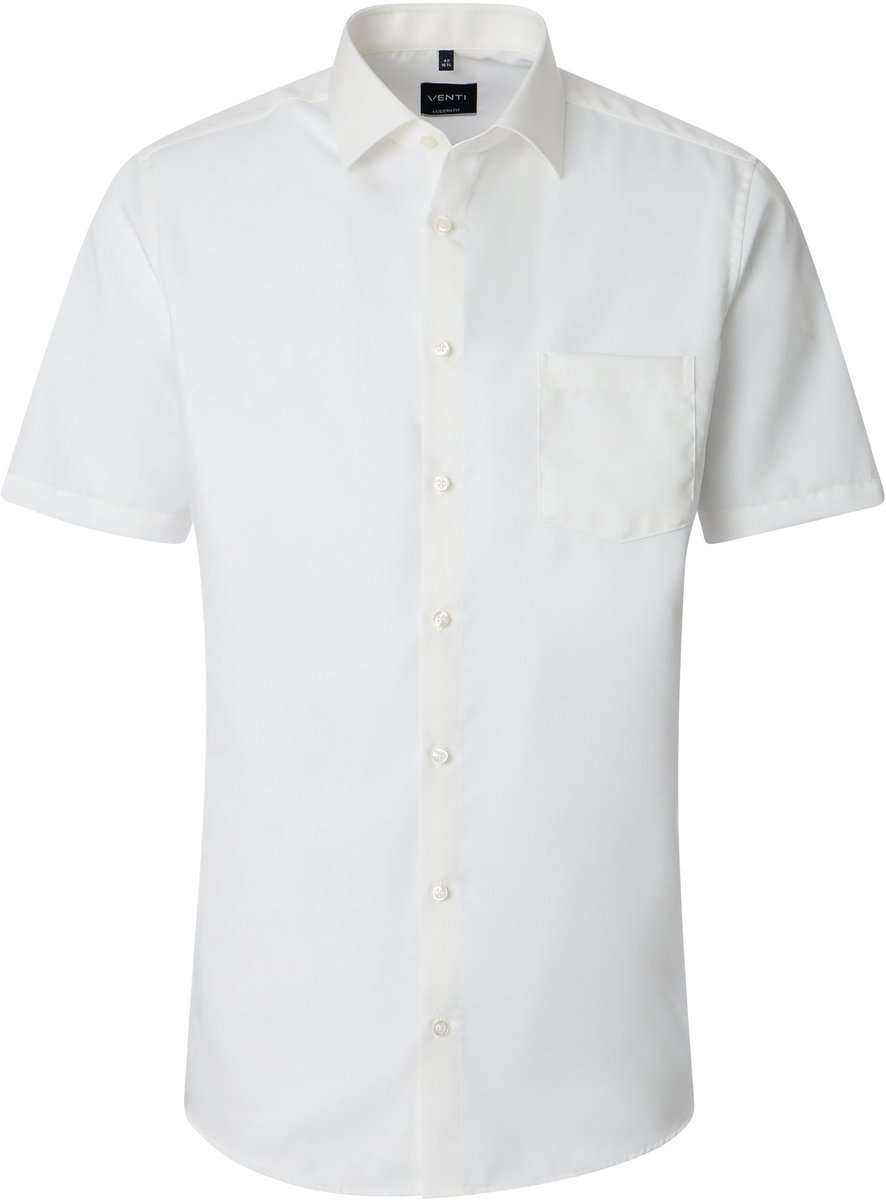 VENTI modern fit overhemd - korte mouw - twill - wit - Strijkvrij - Boordmaat: 43 (EU maat: XL)