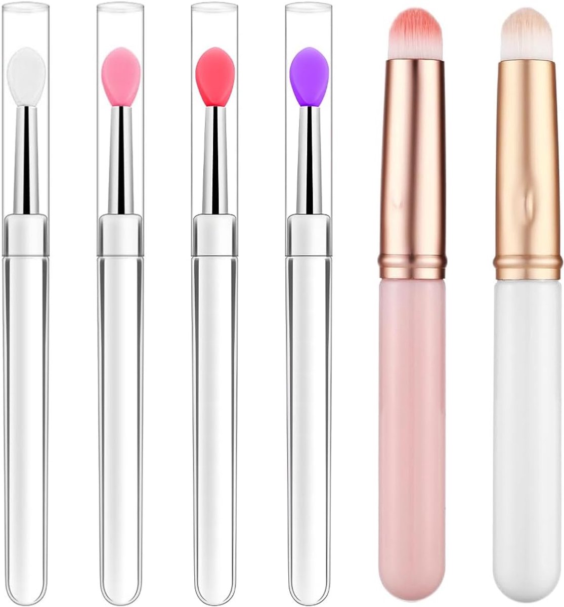 Lipkwasten set van 6 - zachte siliconen applicators - herbruikbaar - perfect voor lippenstift en lippeeling - SnelShoppen