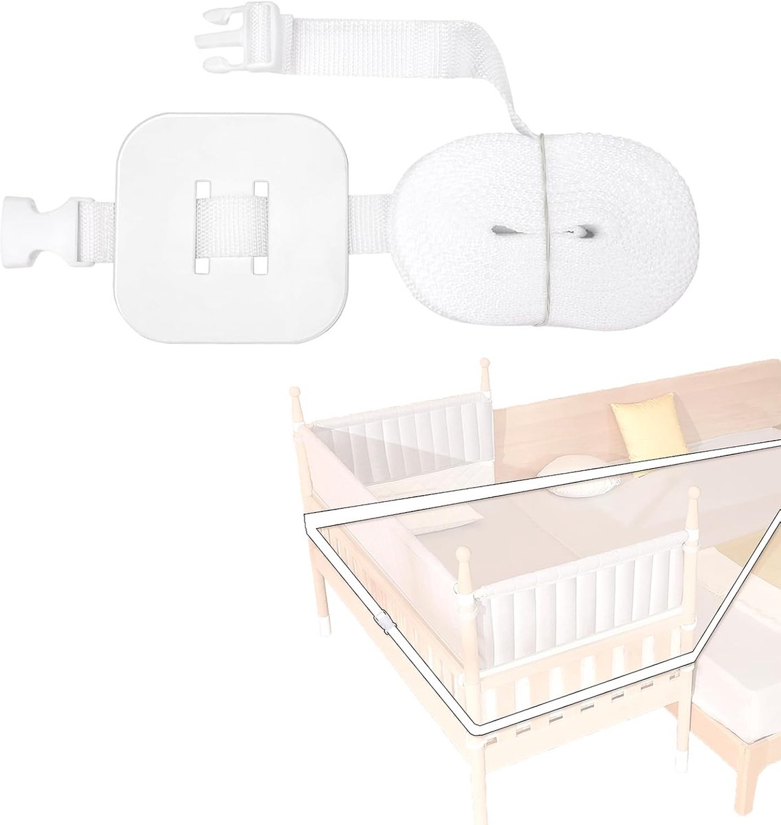 Baby Bedriem 6 m - Katoen en RVS - Veilige bevestiging - Comfortabel en ademend - SnelShoppen