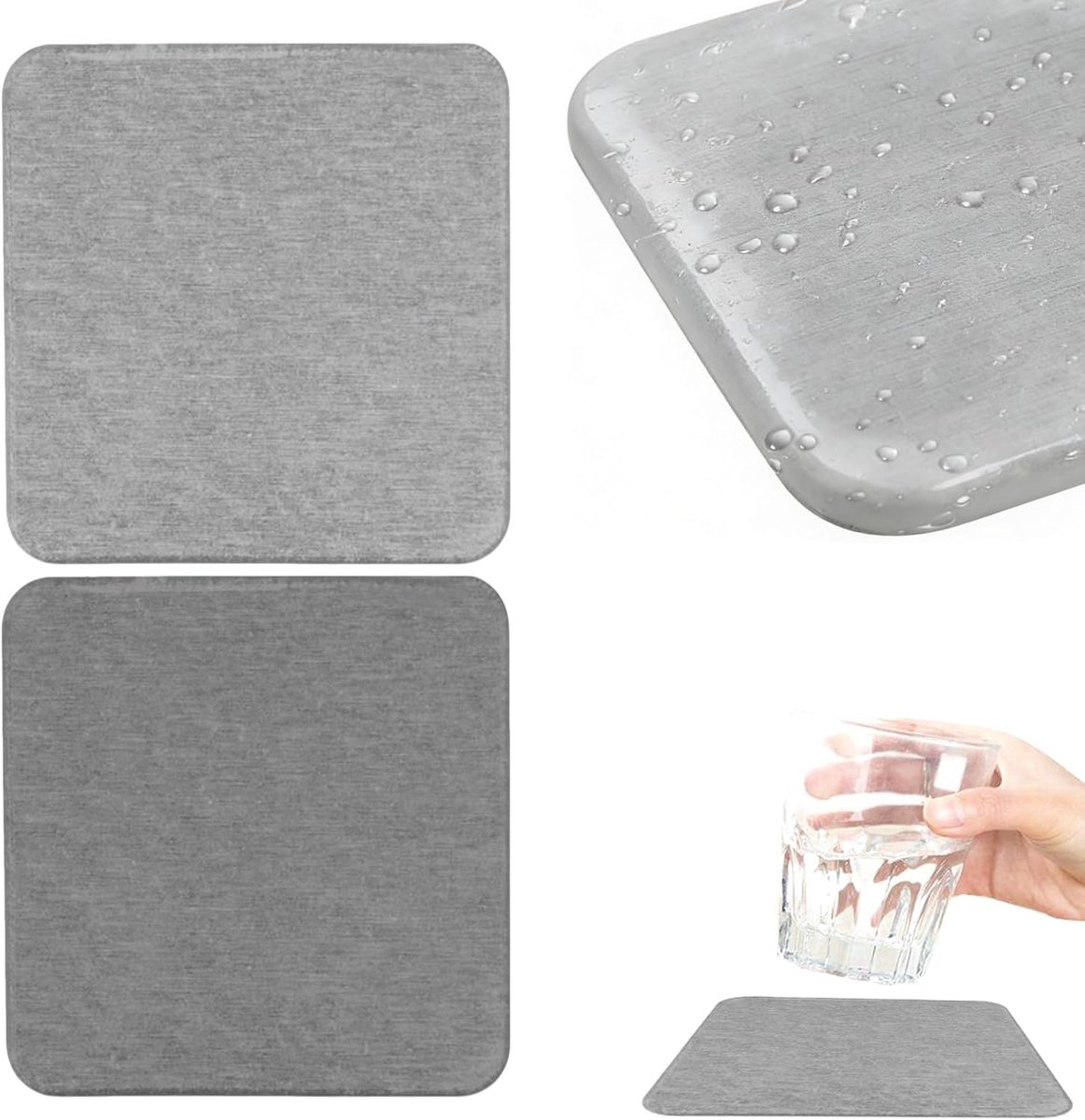 Badkamer Coasters Diatomiet 10x10 cm - Absorberende Matten - Sneldrogende Siliconen Pads - SnelShoppen