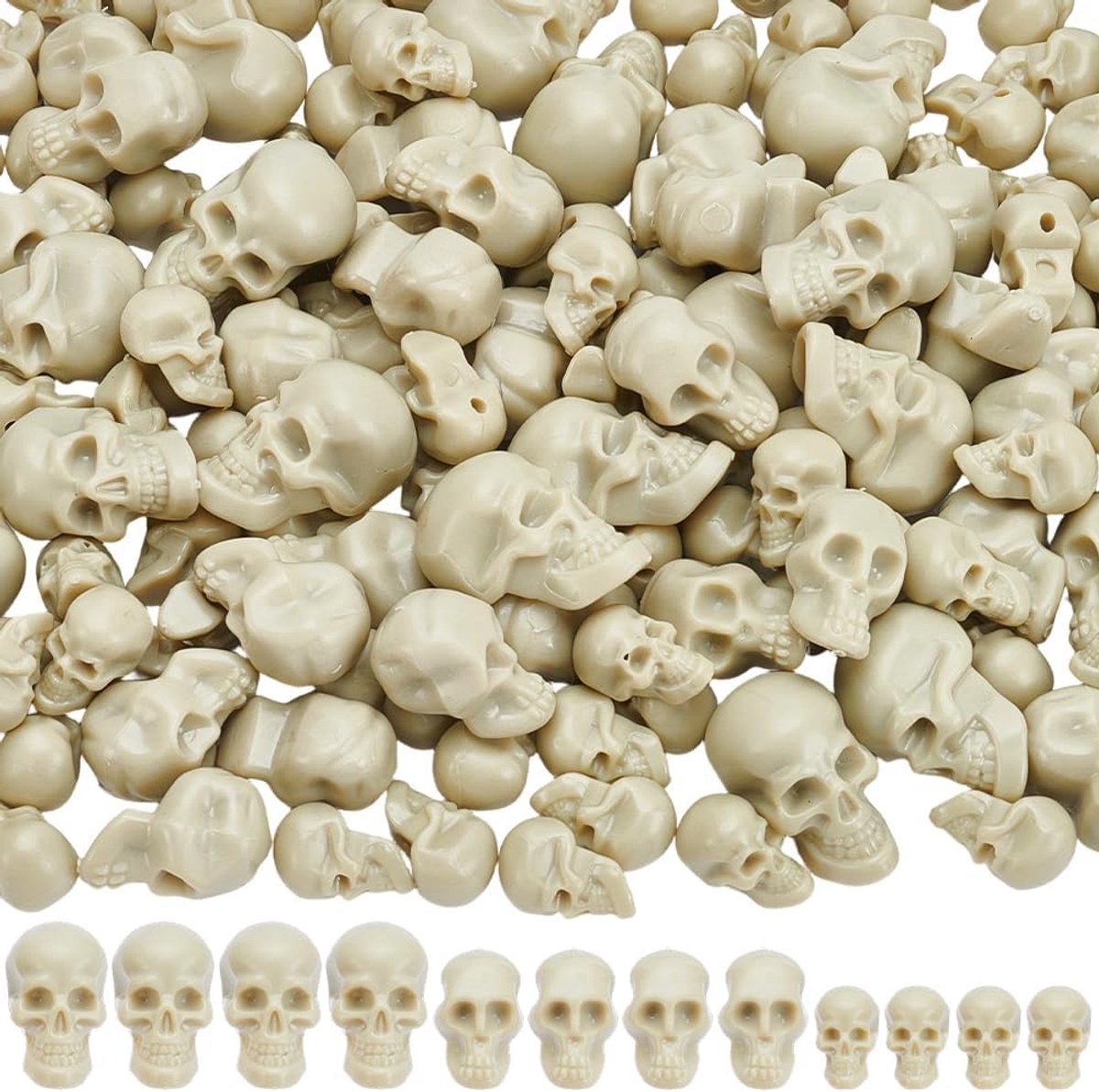 Halloween mini-doodshoofden 150 stuks - 3 maten - kunsthars - perfect voor decoratie - SnelShoppen
