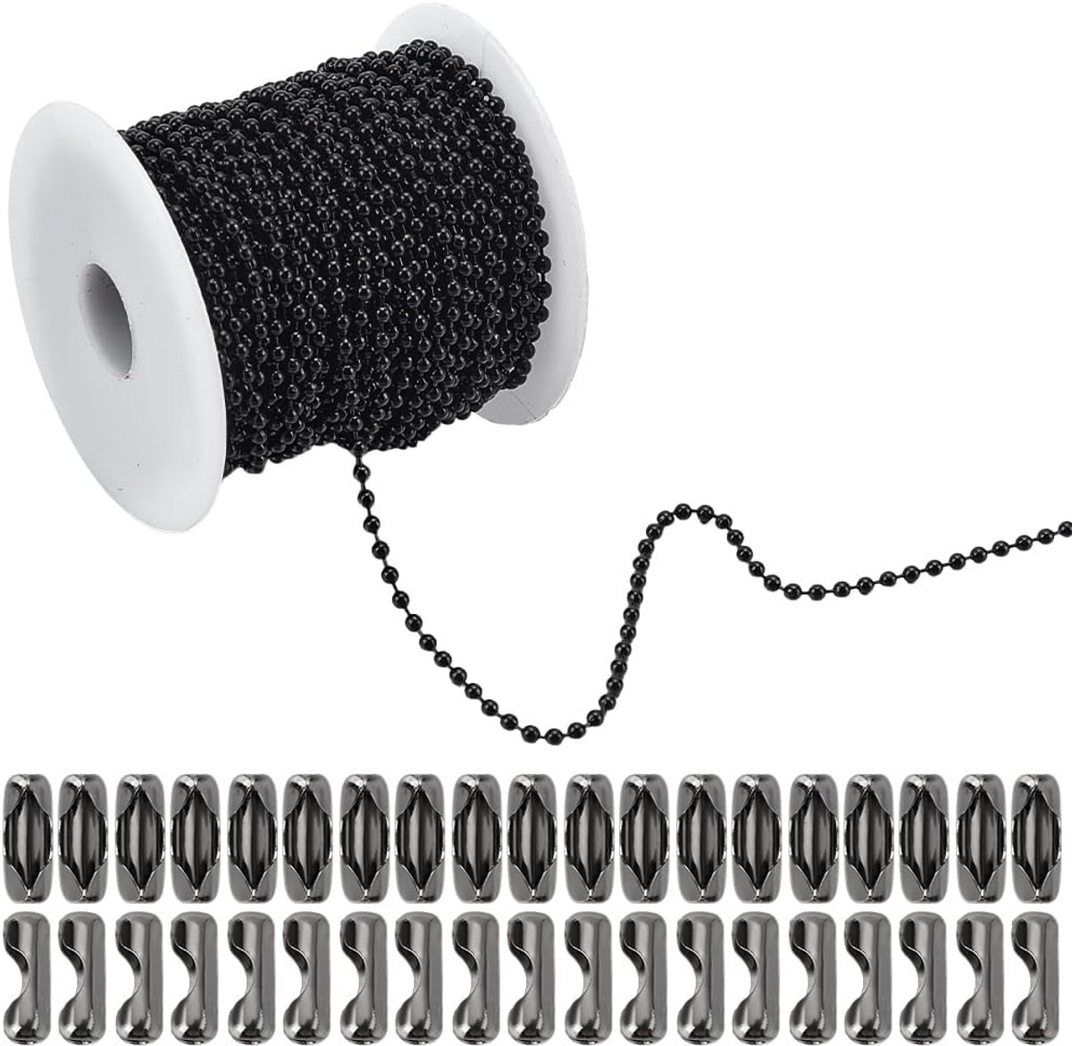 Ballchain 20 m - 2.4 mm met 40 messing verbindingen - ronden ijzeren ballenlink ketting - ideaal voor DIY projecten - m-winkel